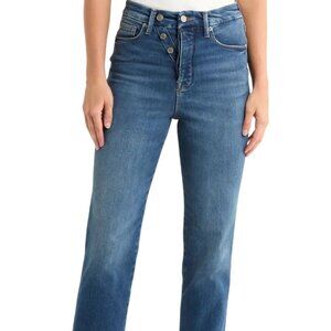 GOOD AMERICAN Good Curve Exposed Button Straight Ankle Jean